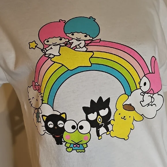 Hello Kitty White T-Shirt with Rainbow Design - Picture 2 of 4
